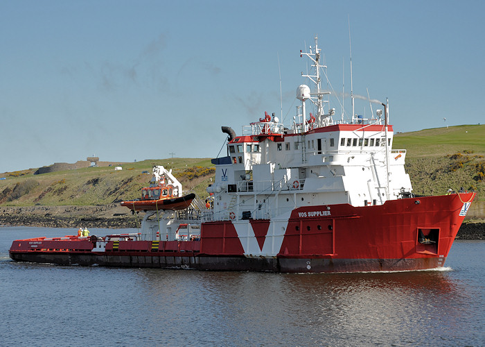 Photograph of the vessel  VOS Supplier pictured arriving at Aberdeen on 16th April 2012