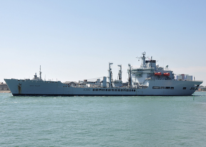 Photograph of the vessel RFA Wave Ruler pictured departing Portsmouth Harbour on 22nd July 2012