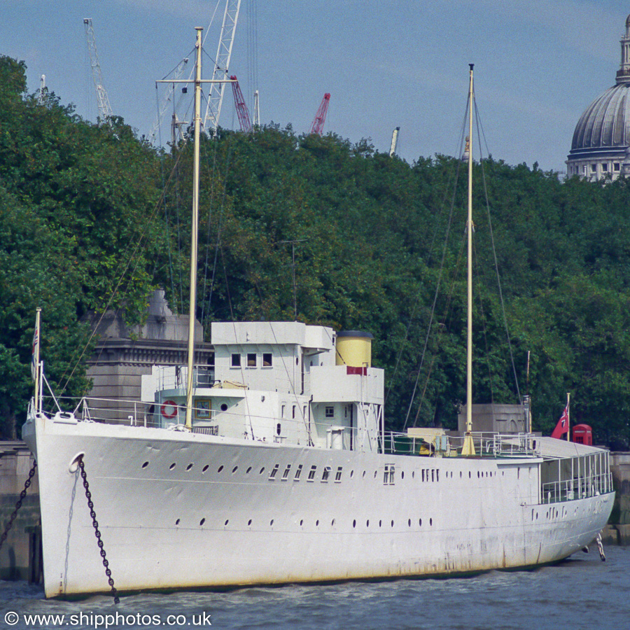 Photograph of the vessel HQS Wellington pictured in London on 3rd September 2002