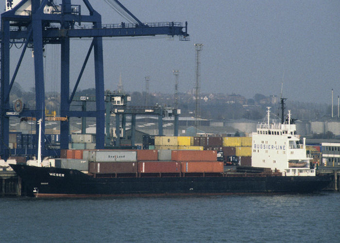 Photograph of the vessel  Weser pictured at Felixstowe on 15th April 1996