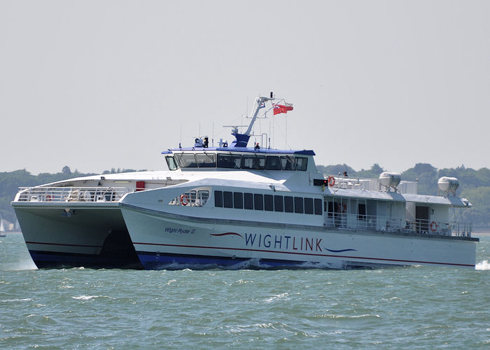 Photograph of the vessel  Wight Ryder II pictured approaching Portsmouth on 8th June 2013