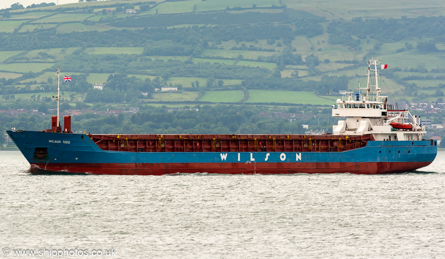 Photograph of the vessel  Wilson Tees pictured approaching Belfast on 27th June 2023