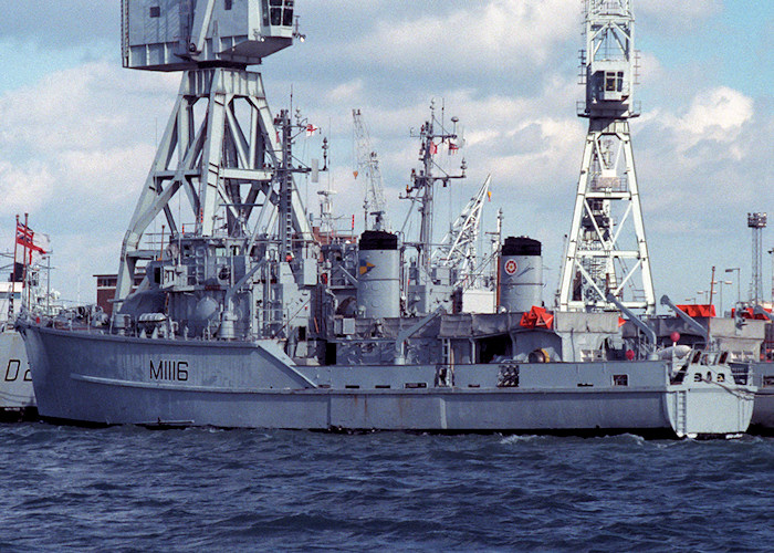 Photograph of the vessel HMS Wilton pictured in Portsmouth Naval Base on 26th March 1988