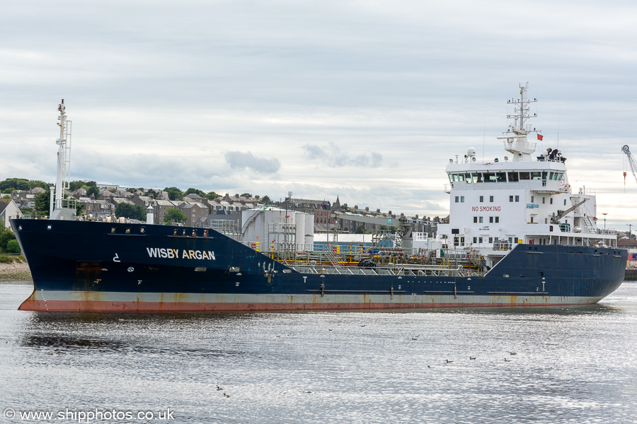 Photograph of the vessel  Wisby Argan pictured departing Aberdeen on 9th August 2023