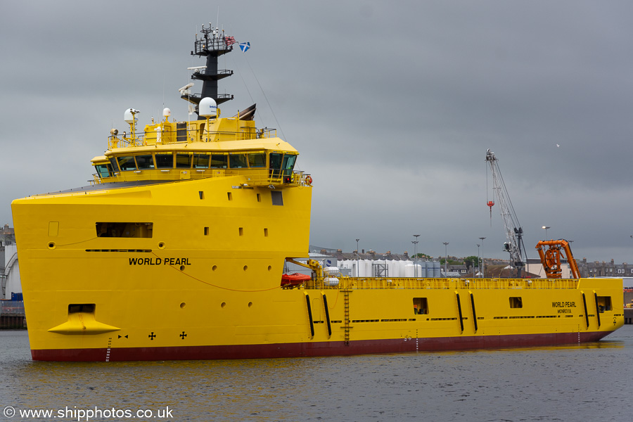 Photograph of the vessel  World Pearl pictured departing Aberdeen on 22nd May 2022