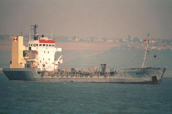 Ability pictured at anchor on the River Thames on 12th May 2001