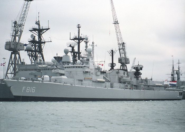 HrMS Abraham Crijnssen pictured in Portsmouth Naval Base on 10th July 1988