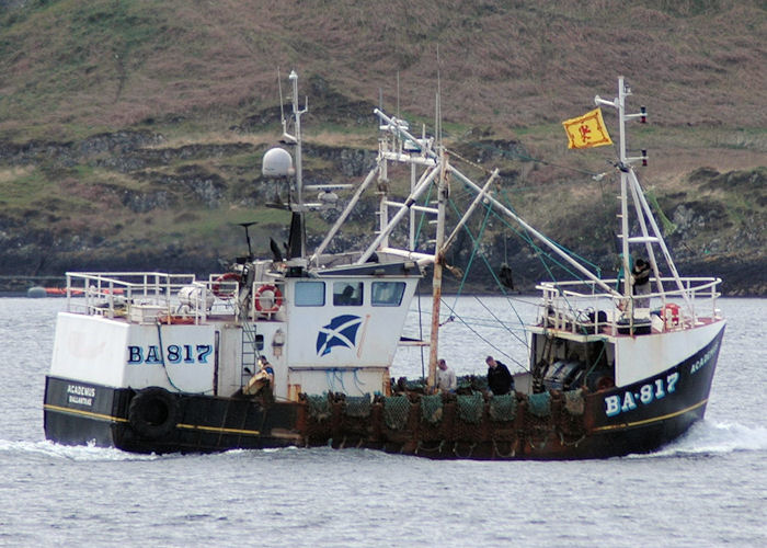 fv Academus pictured departing Oban on 5th May 2010