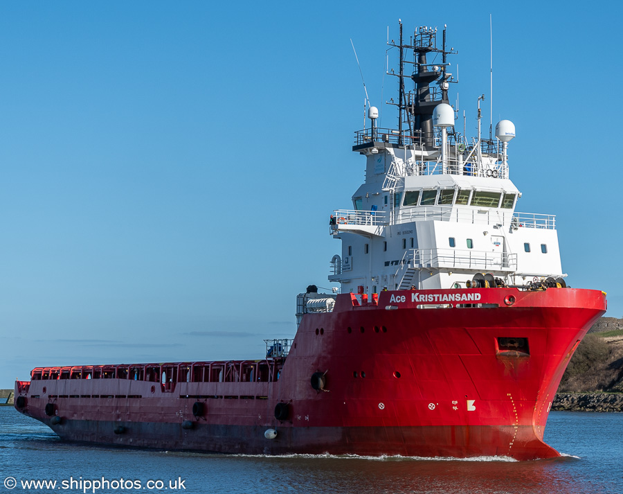 Photograph of the vessel  Ace Kristiansand pictured arriving at Aberdeen on 18th March 2025
