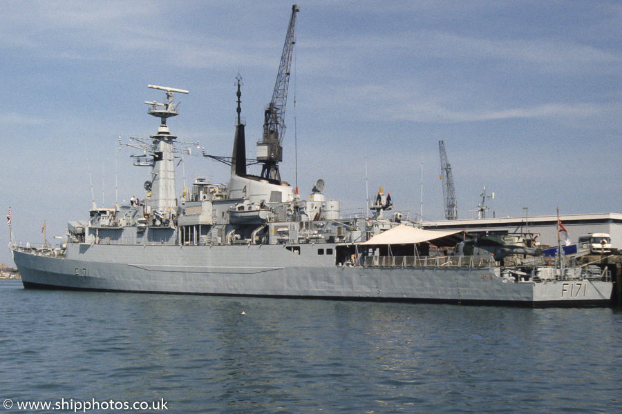 HMS Active pictured in Portsmouth Naval Base on 18th June 1989