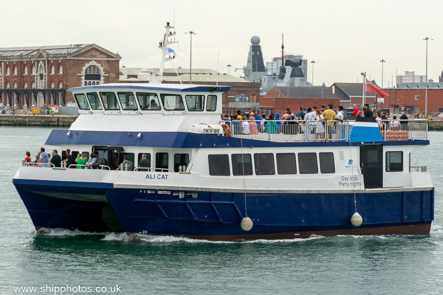 Photograph of the vessel  Ali Cat of Cowes pictured in Portsmouth Harbour on 8th July 2023