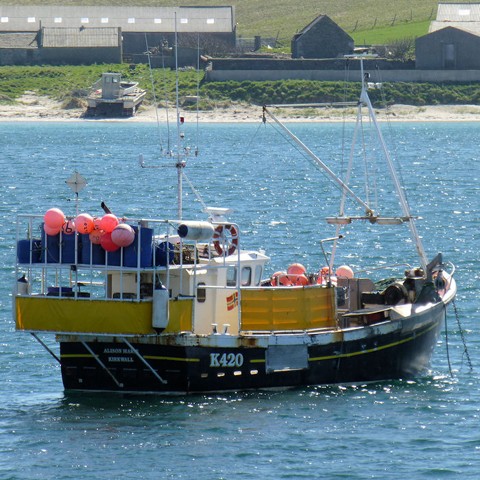 Photograph of the vessel fv Alison Marie pictured at Weddell Bay on 9th May 2013