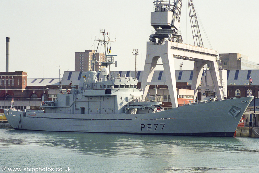 Photograph of the vessel HMS Anglesey pictured in Portsmouth Naval Base on 22nd September 2001