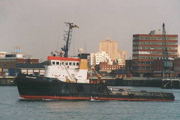 Photograph of the vessel  Anglian Warrior pictured arriving in Portsmouth on 2nd April 1996