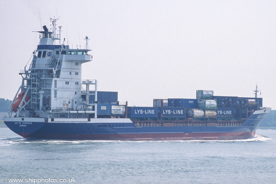 Photograph of the vessel  Antje Jürgens pictured on the Nieuwe Waterweg on 18th June 2002