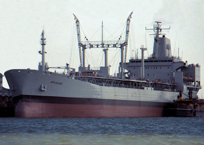 Photograph of the vessel RFA Appleleaf pictured in Portsmouth Naval Base on 26th March 1988