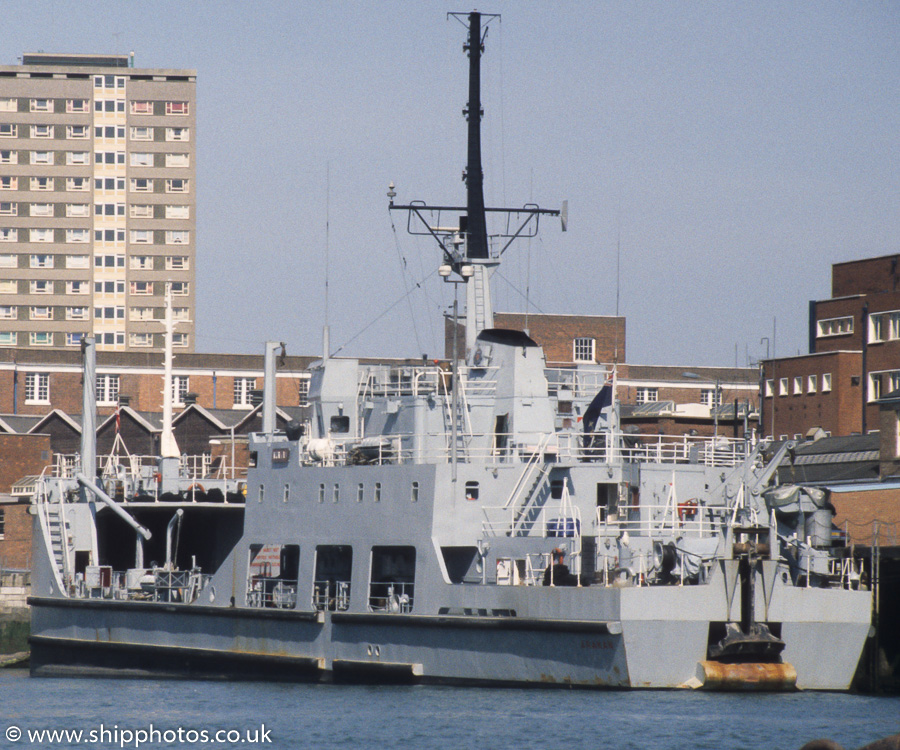 HMAV Arakan pictured at Gunwharf, Portsmouth on 18th June 1989