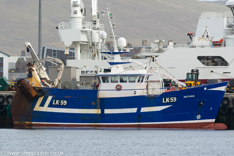 Photograph of the vessel fv Arcturus pictured at Mair's Pier, Lerwick on 15th May 2022