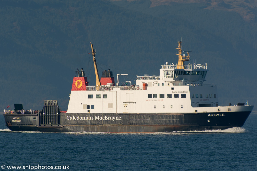 Photograph of the vessel  Argyle pictured approaching Gourock on 17th October 2015