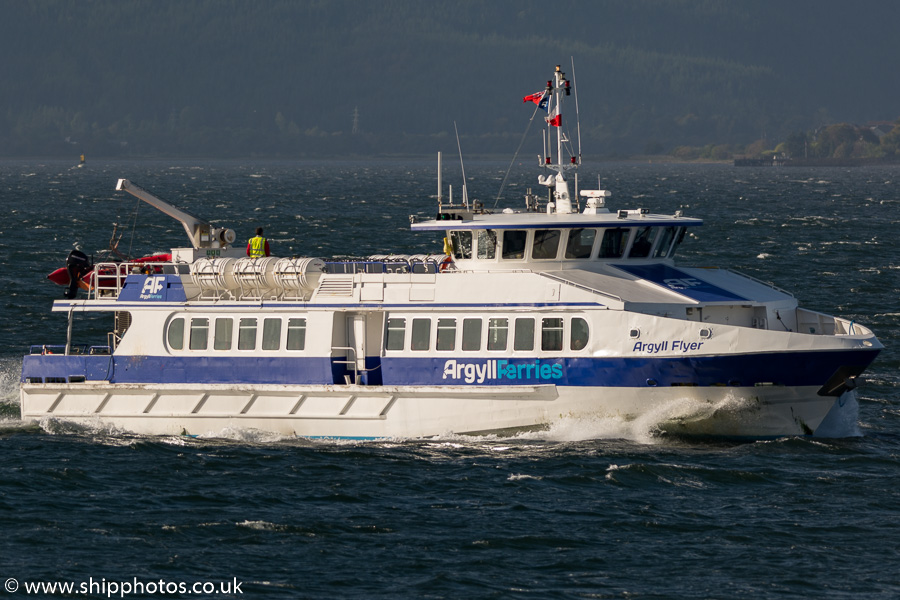 Photograph of the vessel  Argyll Flyer pictured passing Gourock on 6th October 2016