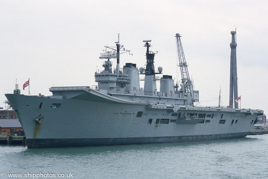 Photograph of the vessel HMS Ark Royal pictured in Portsmouth Naval Base on 5th July 2003