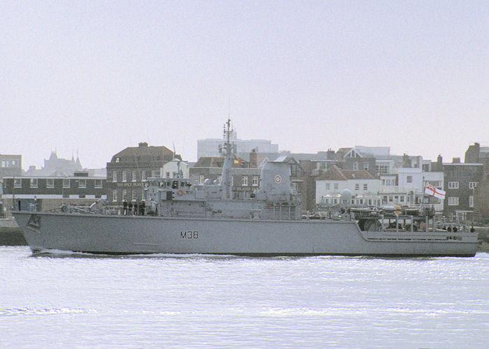 HMS Atherstone pictured arriving in Portsmouth Harbour on 28th July 1991