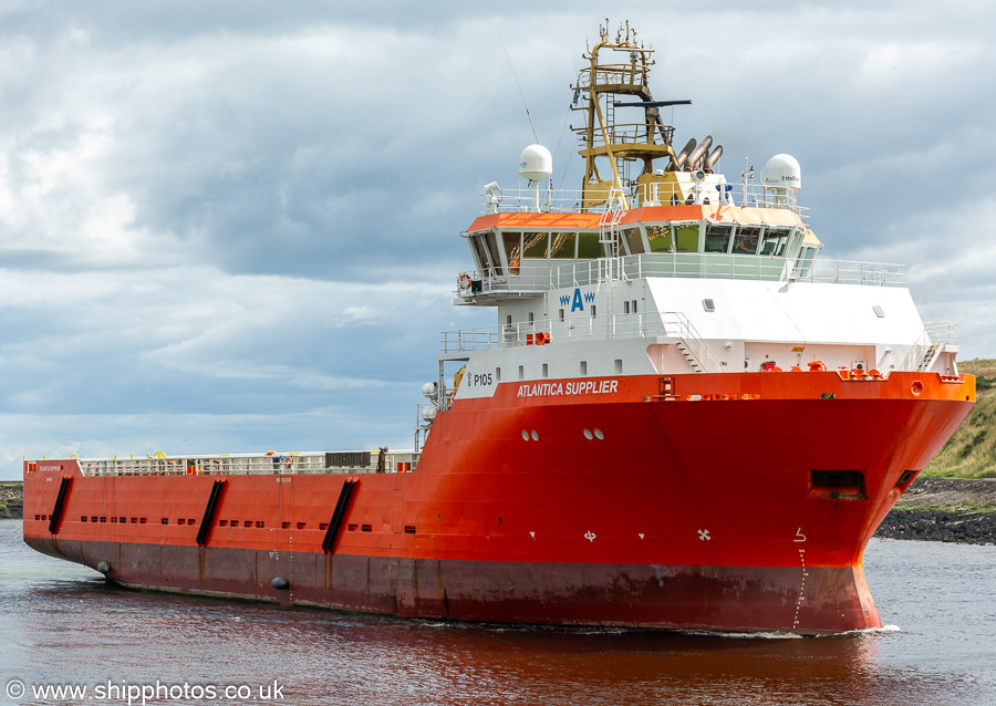 Photograph of the vessel  Atlantica Supplier pictured arriving at Aberdeen on 8th August 2023