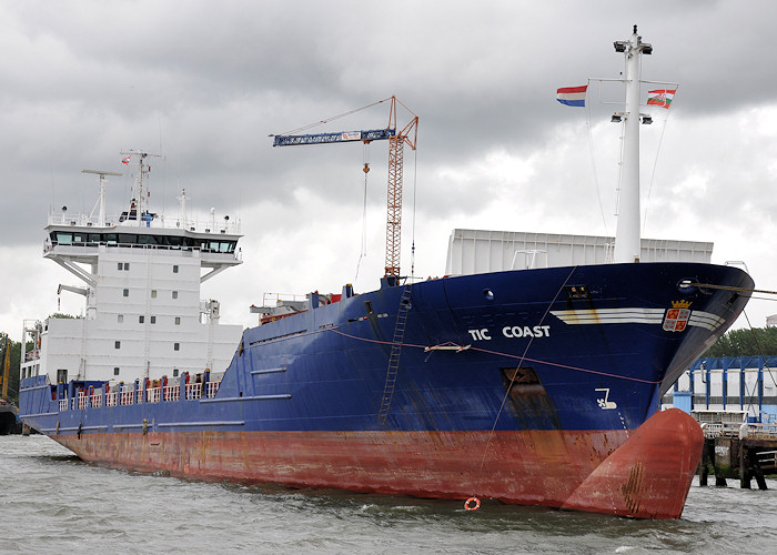 Photograph of the vessel  Atlantic Coast pictured being renamed in Waalhaven, Rotterdam on 24th June 2012