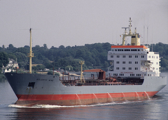 Photograph of the vessel  Atlantic Wind pictured departing Hamburg on 21st August 1995