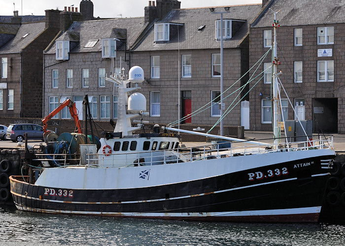 Photograph of the vessel fv Attain II pictured at Peterhead on 15th April 2012