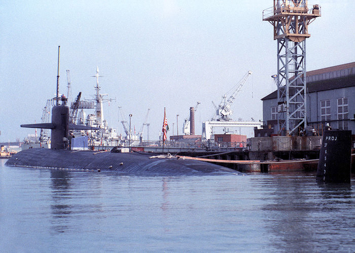 Photograph of the vessel USS Augusta pictured at Portsmouth Naval Base on 20th February 1988