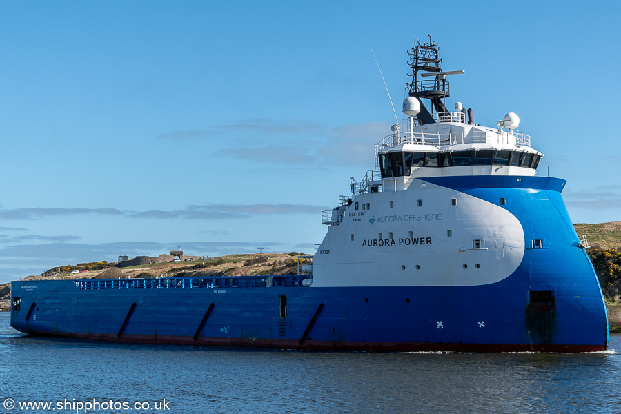 Photograph of the vessel  Aurora Power pictured arriving at Aberdeen on 18th March 2025