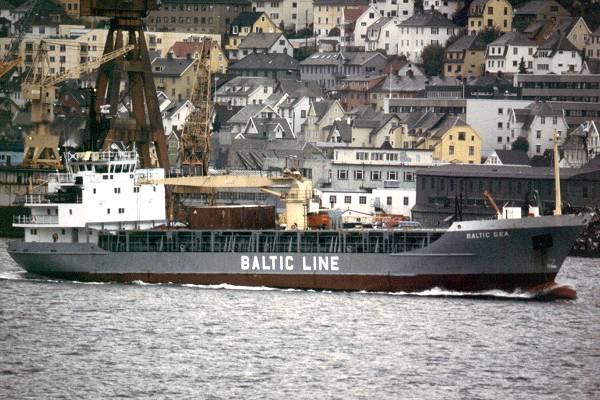Photograph of the vessel  Baltic Sea pictured departing Bergen on 26th October 1998