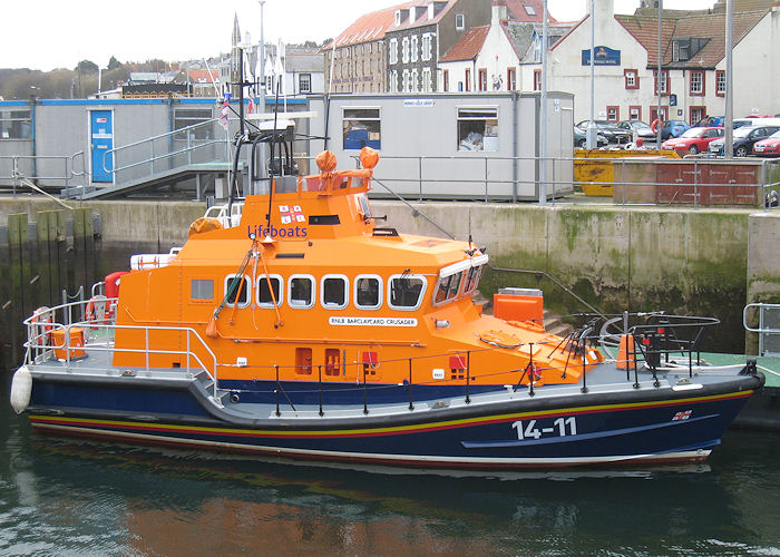 Photograph of the vessel RNLB Barclaycard Crusader pictured at Eyemouth on 21st March 2010