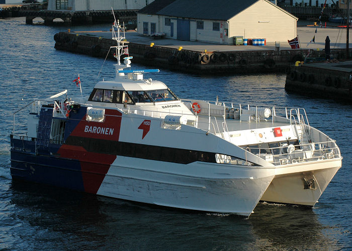Photograph of the vessel  Baronen pictured departing Bergen on 12th May 2005
