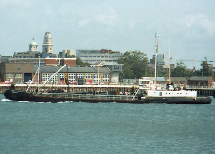 Photograph of the vessel  Barrier pictured entering Portsmouth Harbour on 26th July 1988