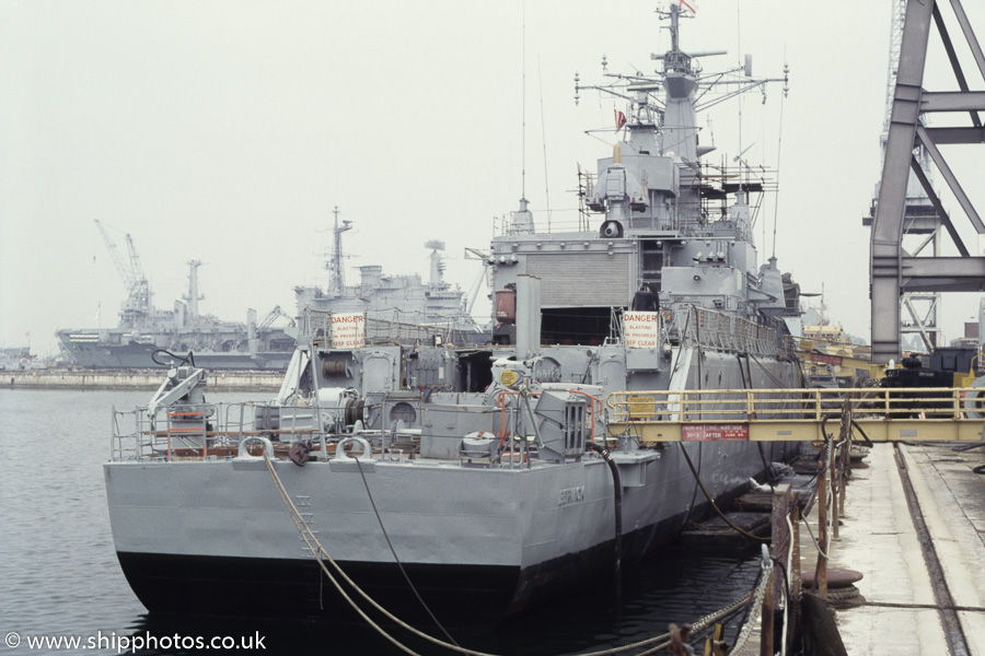 Photograph of the vessel HMS Berwick pictured at Portsmouth Naval Base on 25th August 1984