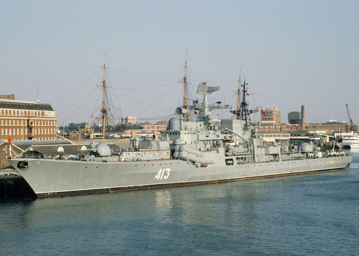 Photograph of the vessel  Bezuprechnyy pictured in Portsmouth Naval Base on 12th July 1990