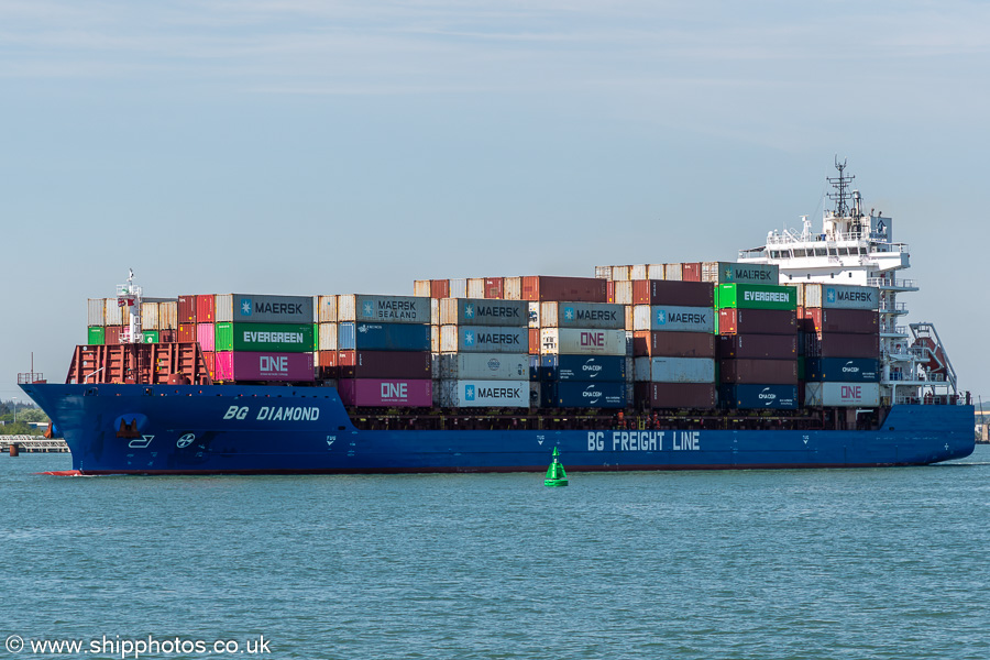 Photograph of the vessel  BG Diamond pictured departing Southampton on 28th April 2025