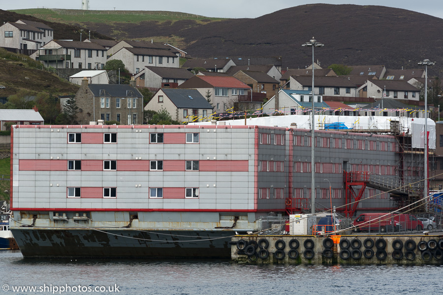 Photograph of the vessel  Bibby Stockholm pictured at Lerwick on 20th May 2015