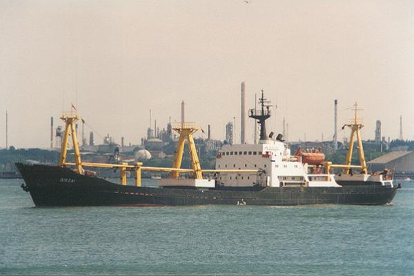 Photograph of the vessel  Birzai pictured departing Southampton on 7th August 1995
