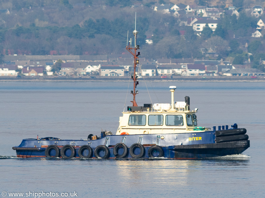 Photograph of the vessel  Biter pictured approaching Greenock on 26th March 2022