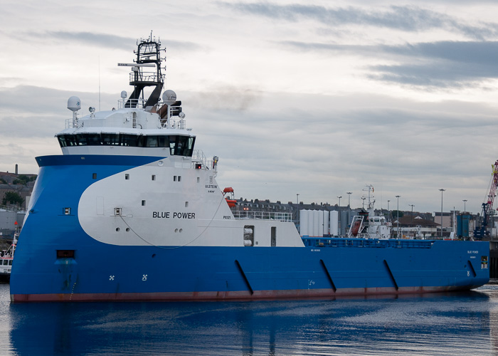 Photograph of the vessel  Blue Power pictured departing Aberdeen on 12th June 2014