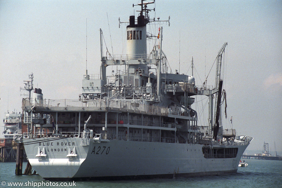 Photograph of the vessel RFA Blue Rover pictured at Gosport Fuel Jetty on 11th June 1989
