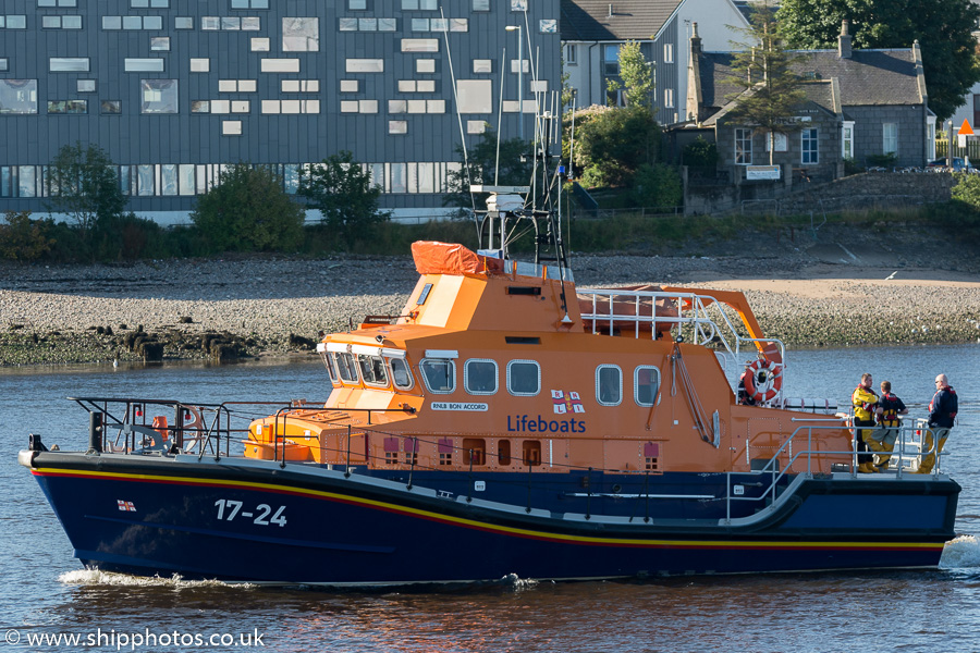 Photograph of the vessel RNLB Bon Accord pictured at Aberdeen on 19th September 2015