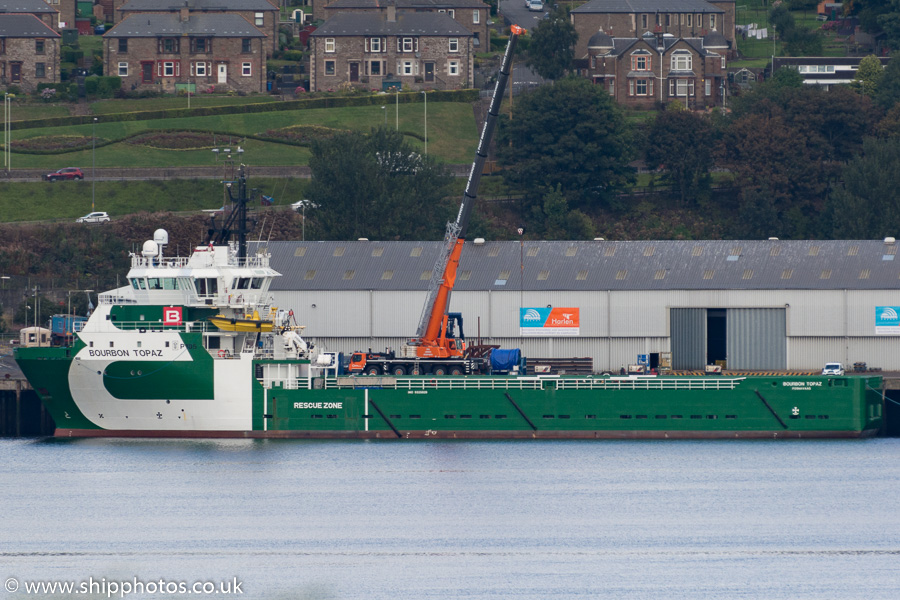 Photograph of the vessel  Bourbon Topaz pictured at Dundee on 18th September 2015