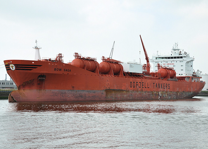 Photograph of the vessel  Bow Saga pictured in Torontohaven, Botlek, Rotterdam on 26th June 2011