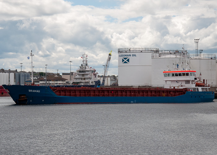 Photograph of the vessel  Bramau pictured departing Aberdeen on 11th June 2014