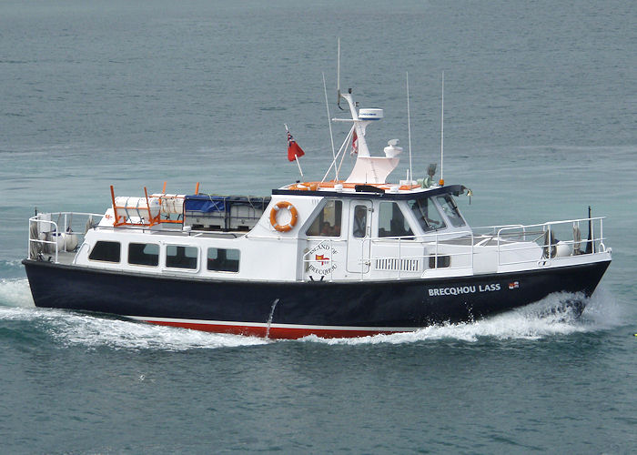 Photograph of the vessel  Brecqhou Lass pictured departing St. Peter Port on 18th June 2008