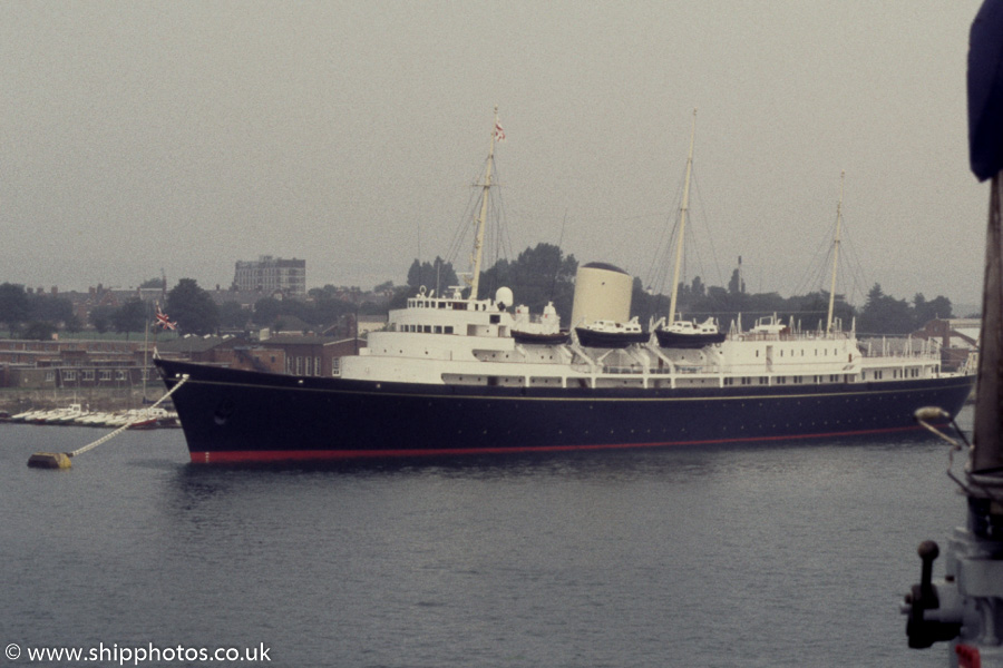 Photograph of the vessel HMY Britannia pictured at Portsmouth Naval Base on 25th August 1984